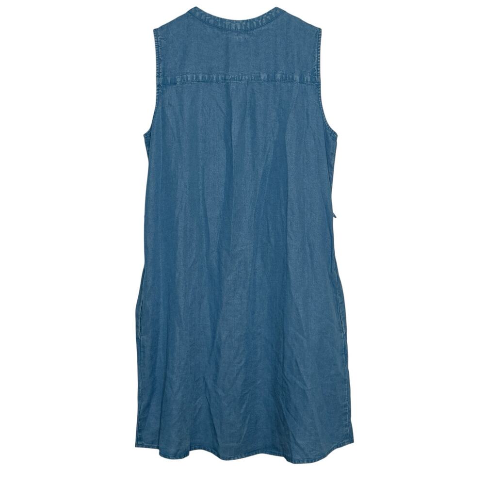 GAP Denim Button Front Dress Petite‎ S Chambray Sleeveless Cottagecore NWT - Picture 3 of 8